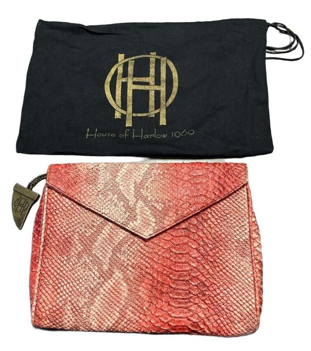 Unique Y2K House of Harlow 1960 Jade Clutch in Red Snake
